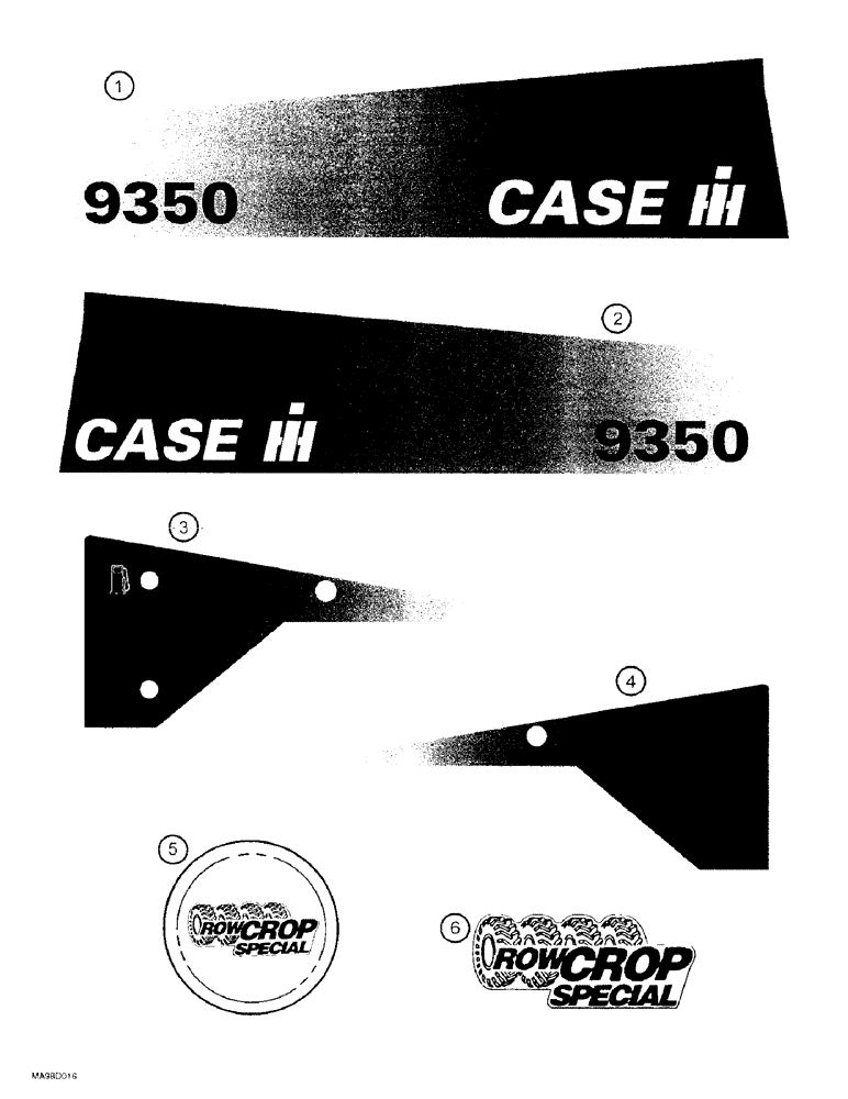 Схема запчастей Case IH 9350 - (9-118) - DECALS, ROW CROP SPECIAL, P.I.N. JEE0069622 AND AFTER (09) - CHASSIS/ATTACHMENTS