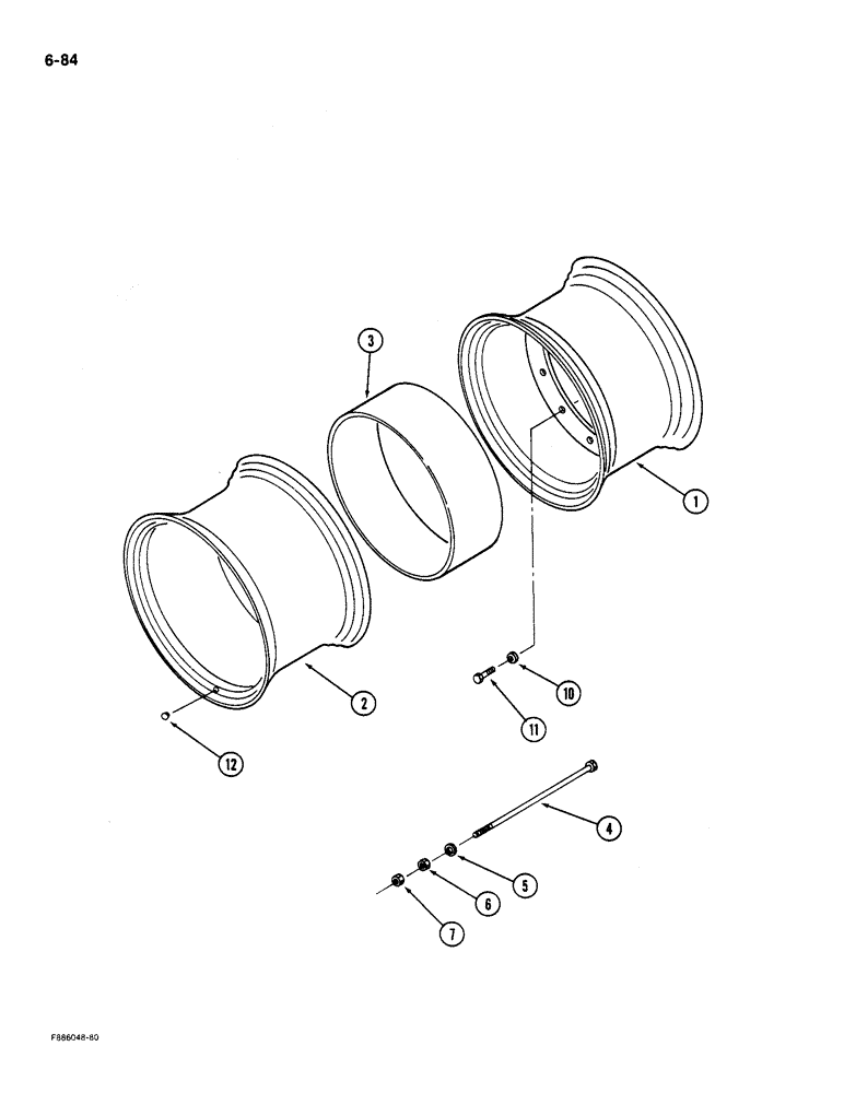 Схема запчастей Case IH 9180 - (6-84) - WHEELS WITH SPACER BAND DUALS (06) - POWER TRAIN