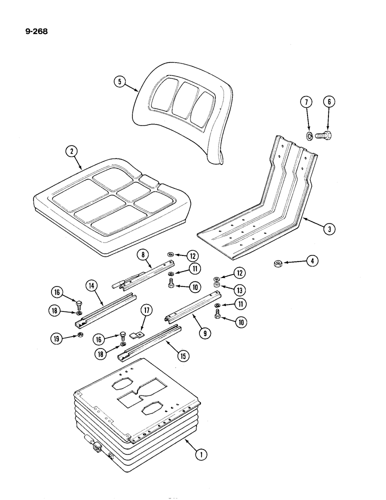 Схема запчастей Case IH 1194 - (9-268) - SEAT ASSEMBLY K307642, TRACTORS WITH CAB (09) - CHASSIS/ATTACHMENTS
