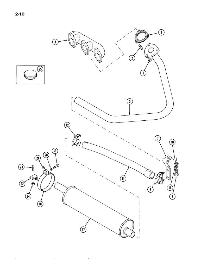 Схема запчастей Case IH 1194 - (2-10) - DOWNSWEPT EXHAUST (02) - ENGINE