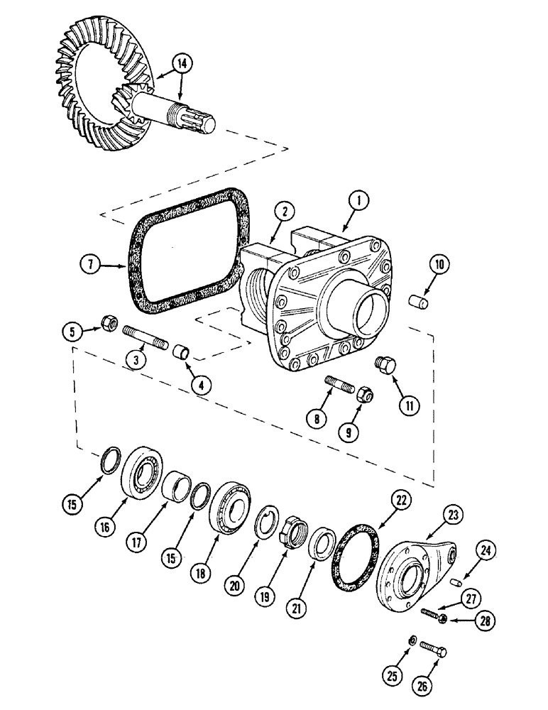 Схема запчастей Case IH 1594 - (5-130) - FRONT AXLE DIFFERENTIAL HOUSING, MFD TRACTORS, PRIOR TO P.I.N. 11221501 (05) - STEERING