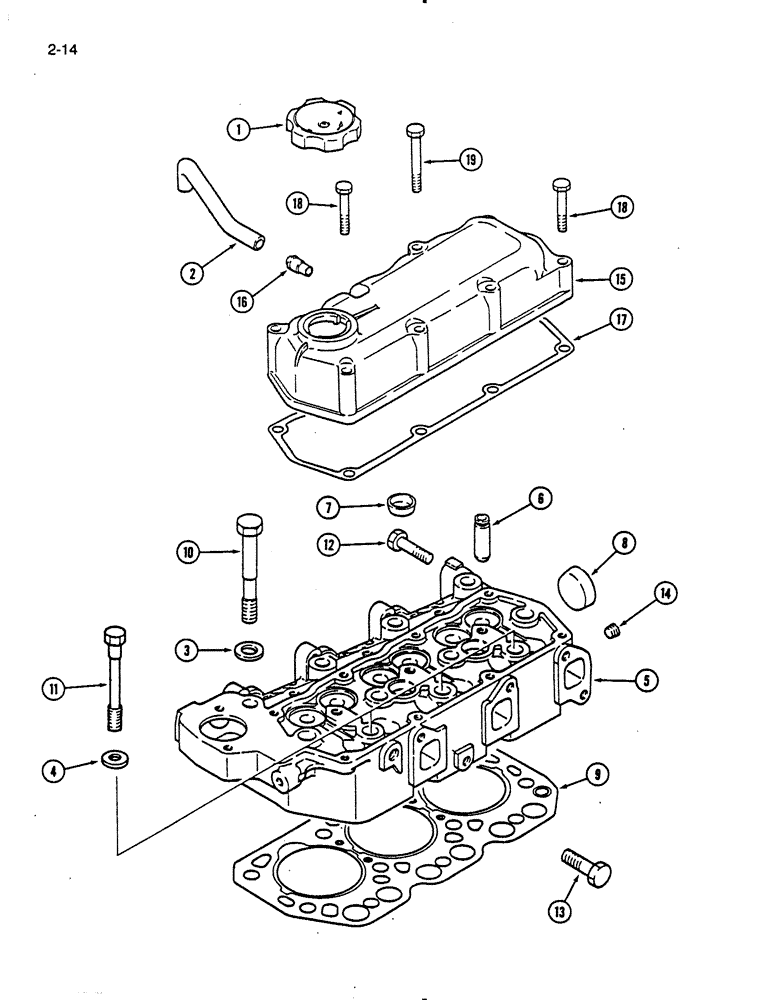 Схема запчастей Case IH 275 - (2-14) - CYLINDER HEAD AND COVER (02) - ENGINE