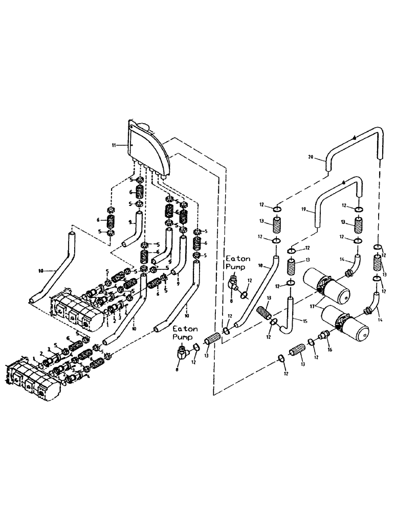 Схема запчастей Case IH 7000 - (B05-20) - HYDRAULIC SUCTION LINES, FLORIDA OPTION Hydraulic Components & Circuits