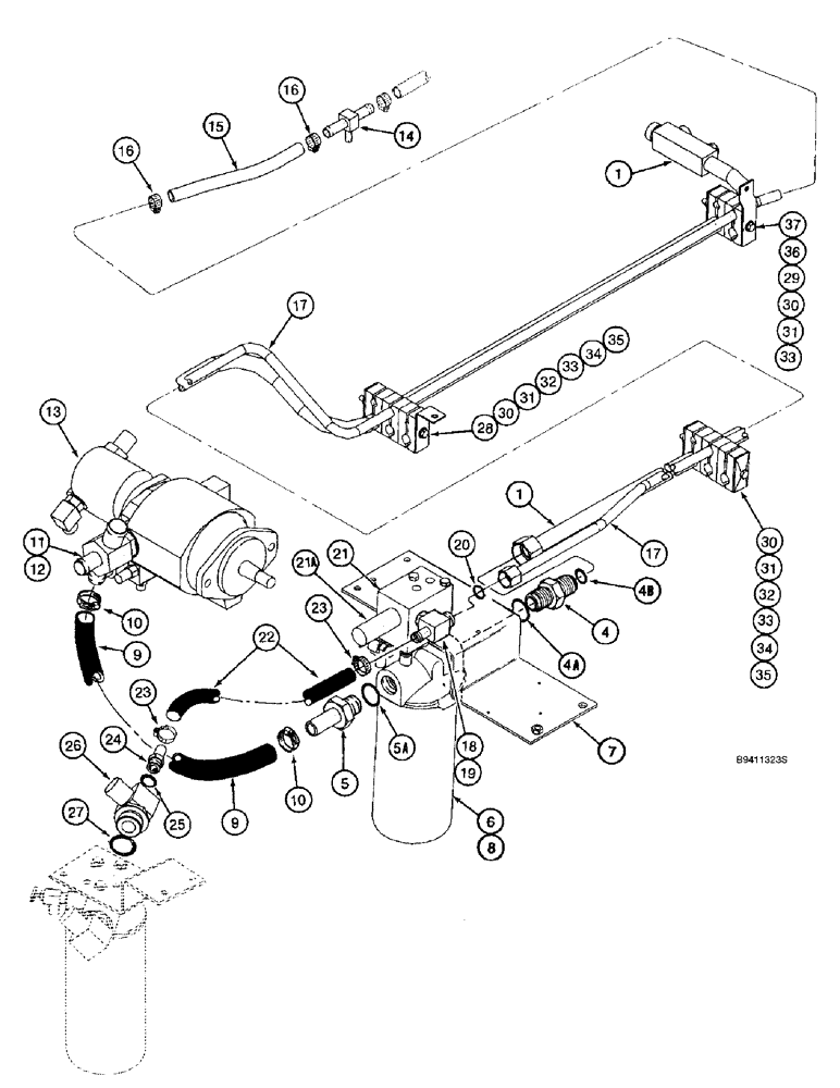 Схема запчастей Case IH 2188 - (8-22) - AUXILIARY PUMP RETURN SYSTEM (07) - HYDRAULICS