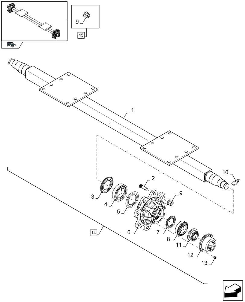 Схема запчастей Case IH LB433R - (05.01[01]) - SINGLE AXLE WITHOUT BRAKES (05) - AXLE