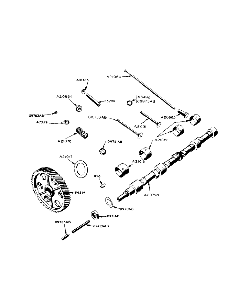 Схема запчастей Case IH 800 - (195) - VALVES PUSH RODS AND CAMSHAFT (10) - ENGINE