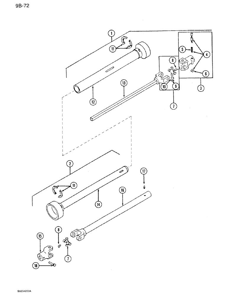 Схема запчастей Case IH 1250 - (9B-72) - UNIVERSAL JOINTS, REX CHAIN BELT (09) - CHASSIS ATTACHMENTS