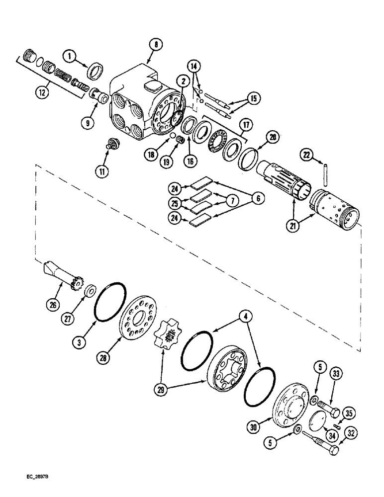 Схема запчастей Case IH 4240 - (5-22) - POWER STEERING VALVE, DANFOSS OSPC 100 OR (05) - STEERING