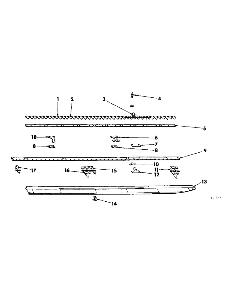 Схема запчастей Case IH 201 - (A-101) - KNIFE, PEA BAR PLATFORM, NOT CANVAS OR AUGER PLATFORM (58) - ATTACHMENTS/HEADERS