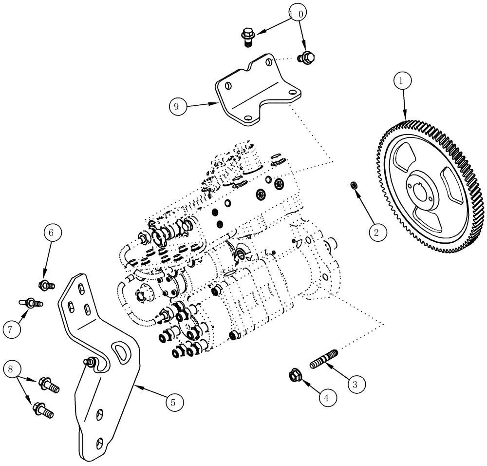 Схема запчастей Case IH CPX610 - (03-12) - FUEL INJECTION PUMP GEAR AND MOUNTING BRACKETS (02) - FUEL SYSTEM