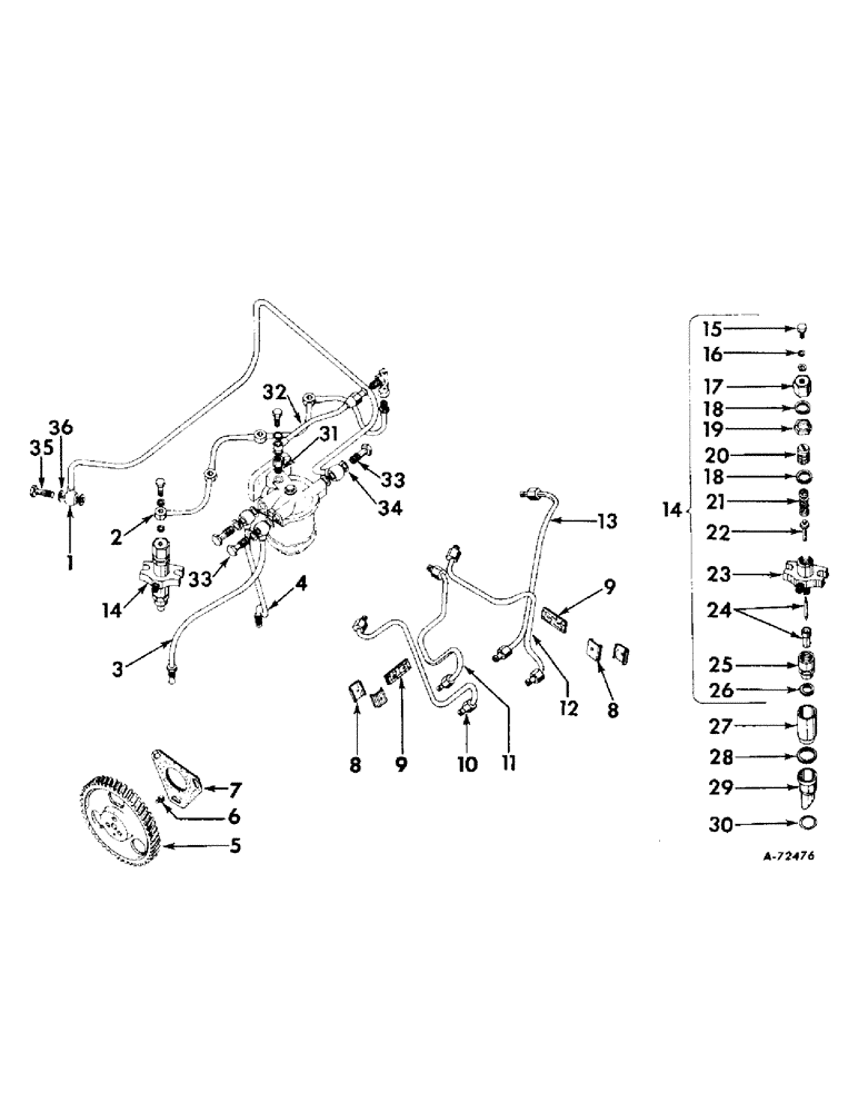 Схема запчастей Case IH B414 - (041) - FUEL SYSTEM, FUEL INJECTION SYSTEM, DIESEL ENGINE TRACTORS (02) - FUEL SYSTEM