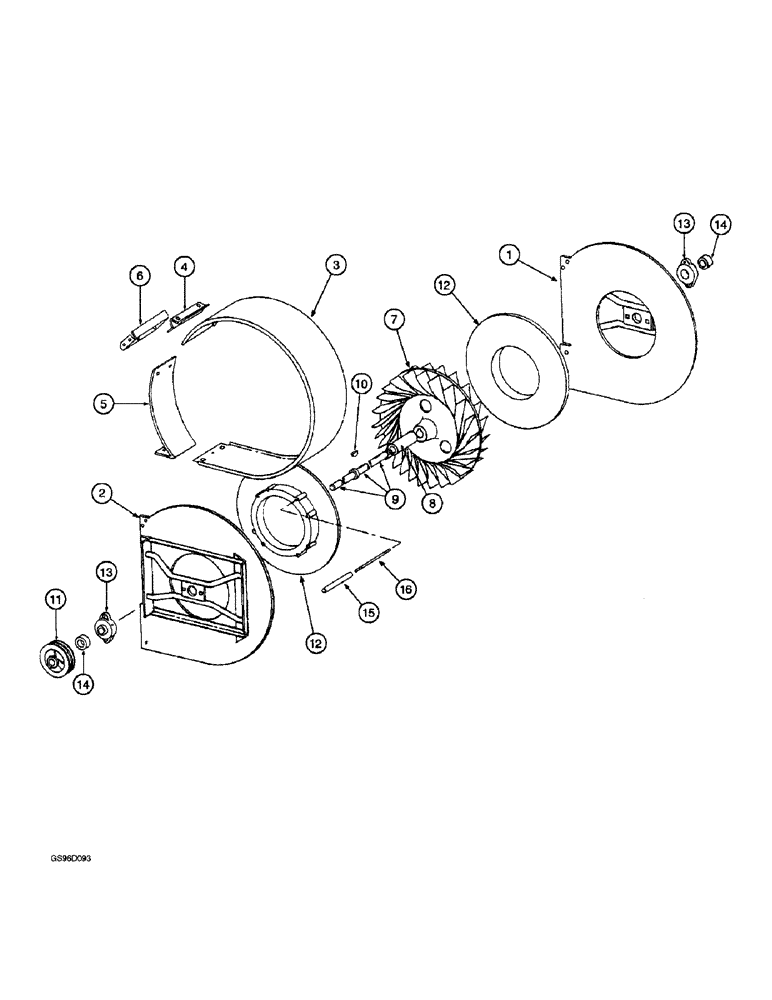 Схема запчастей Case IH 1400 - (9B-04) - CONVEYOR FAN (15) - HANDLING SYSTEM