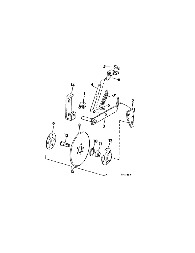 Схема запчастей Case IH 400 - (A-057) - DISK COVERING ATTACHMENT, 7 INCH, QUANTITIES SHOWN ARE PER ROW 