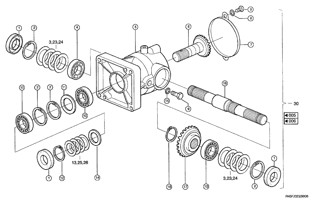 Схема запчастей Case IH RU450 - (0023) - ANGULAR GEAR (58) - ATTACHMENTS/HEADERS