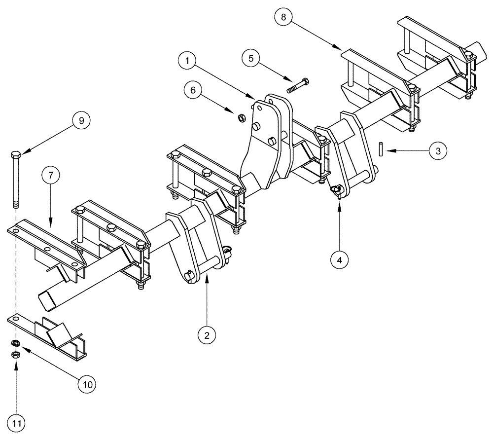 Схема запчастей Case IH 1200 - (F.10.G[04]) - HITCH, 12 ROW WIDE MOUNTED STACKER BSN CBJ036000 F - Frame Positioning