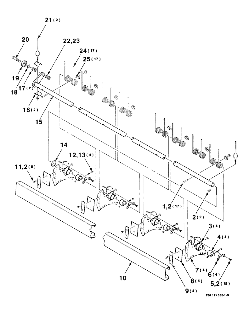 Схема запчастей Case IH 8360 - (6-12) - REEL BAT AND TINE TUBE ASSEMBLY, 12 FOOT, TINE TUBE ASSEMBLY "B" (09) - CHASSIS