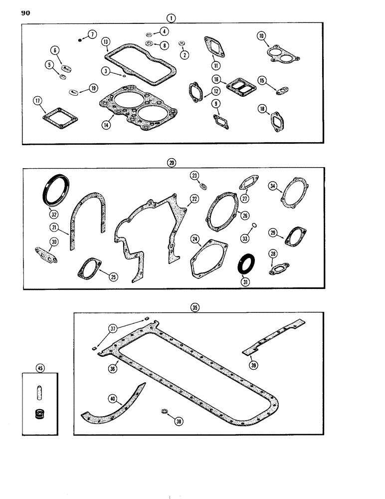 Схема запчастей Case IH 504DTI - (090) - ENGINE GASKET KITS, ENGINE LESS FUEL DEVICE, 504DTI INTERCOOLED DIESEL ENGINES (10) - ENGINE