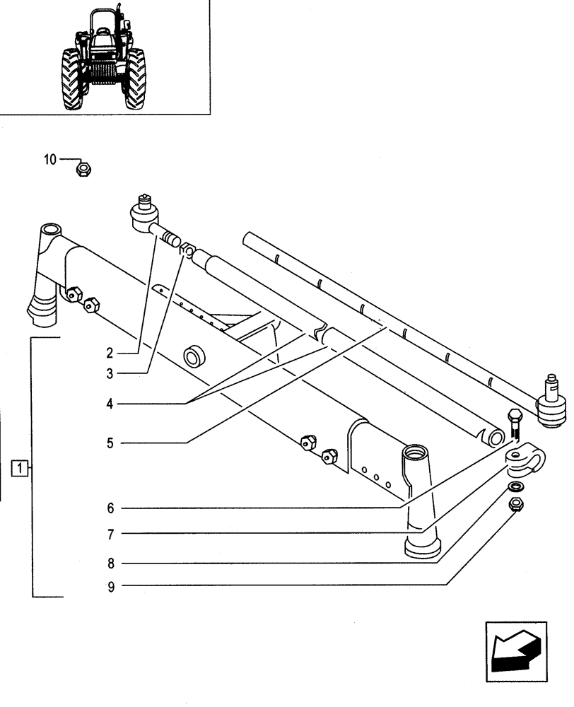 Схема запчастей Case IH JX80 - (1.63.4/01) - STEERING TIE-ROD - TIE-ROD - FOR HIGH CLEARANCE VERSION (04) - FRONT AXLE & STEERING