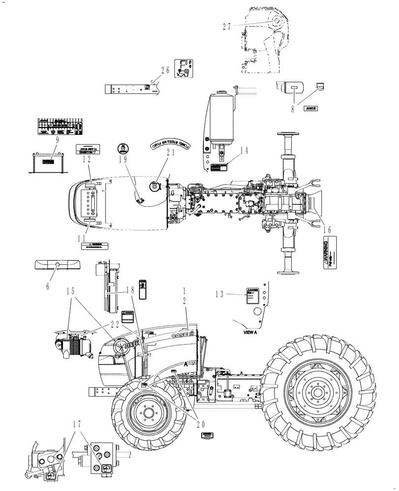 Схема запчастей Case IH DX55 - (08.04) - DECALS (08) - SHEET METAL