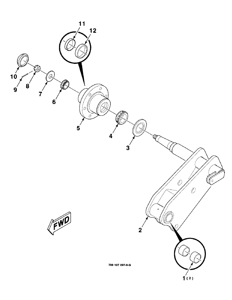 Схема запчастей Case IH 8309 - (7-18) - HUB, AXLE AND STRUT ASSEMBLY, RIGHT (58) - ATTACHMENTS/HEADERS