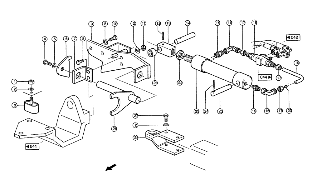 Схема запчастей Case IH 684 - (0043) - HYDRAULIC LIFT - HYDRAULICS (2 - MG6M) (35) - HYDRAULIC SYSTEMS