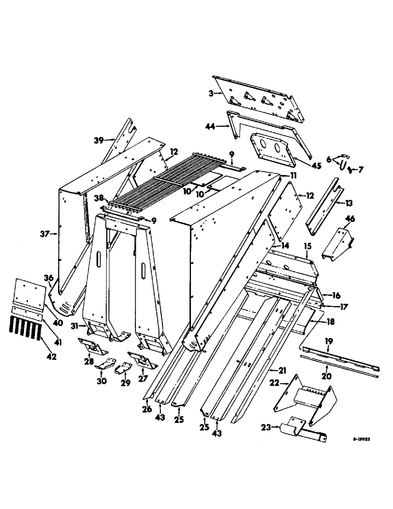 Схема запчастей Case IH 95 - (18-02) - HARVESTING UNIT, BRUSH ROLL UNIT, HEADER FRAME, SERIAL NUMBER 1012 AND ABOVE Harvesting Unit