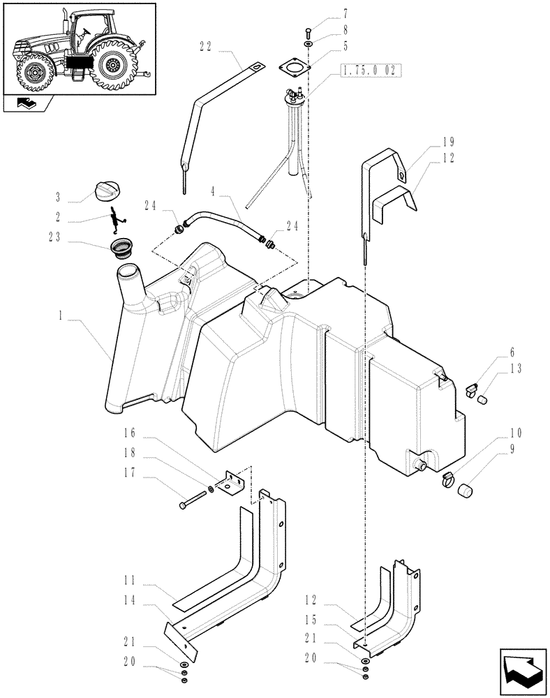 Схема запчастей Case IH MAXXUM 110 - (1.14.0[01]) - FUEL TANK AND RELATED PARTS - C7389 (02) - ENGINE EQUIPMENT