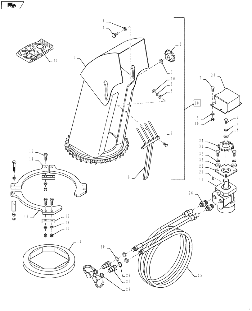 Схема запчастей Case IH BS163H - (150.03) - CHUTE WITH HYDRAULIC ROTATION - 717151056 (00) - COMPLETE MACHINE