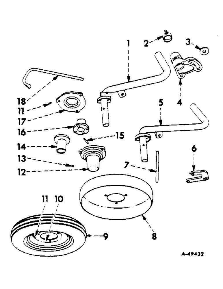 Схема запчастей Case IH 209 - (M-16) - REAR FURROW WHEELS, TRIP BEAM, 1958 TO 1960 