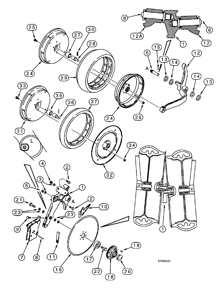 Схема запчастей Case IH 955 - (9D-06) - DISC OPENER & GAUGE WHEEL, W/LEFT-HAND LEADING DISC (ON RIGHT HAND SIDE OF PLANTER) (09) - CHASSIS/ATTACHMENTS