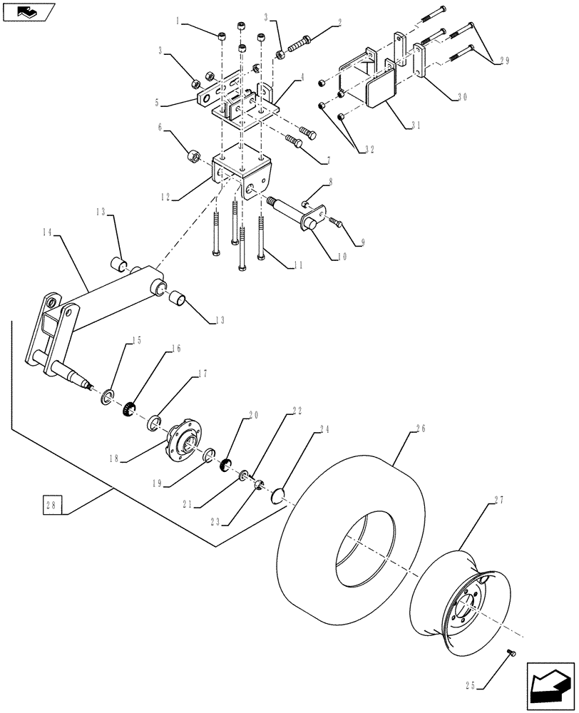 Схема запчастей Case IH 930 - (44.100.12) - 27-37 WING SINGLE HUB ASSEMBLY (44) - WHEELS