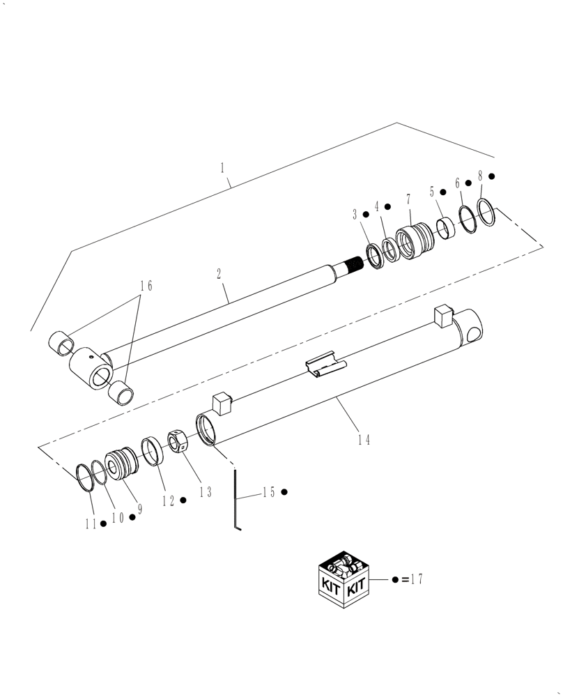 Схема запчастей Case IH BH114 - (004.02) - CYLINDER ASSEMBLY - BUCKET (35) - HYDRAULIC SYSTEMS