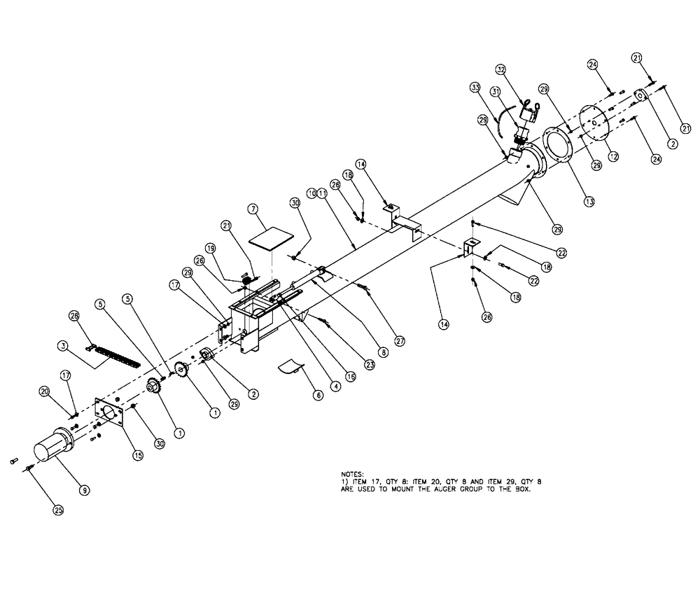 Схема запчастей Case IH FLX810 - (02-040) - 6” AUGER TUBE GROUP, DOUBLE & TRIPLE BIN, 37 & 50 CU. FT. Bin Group