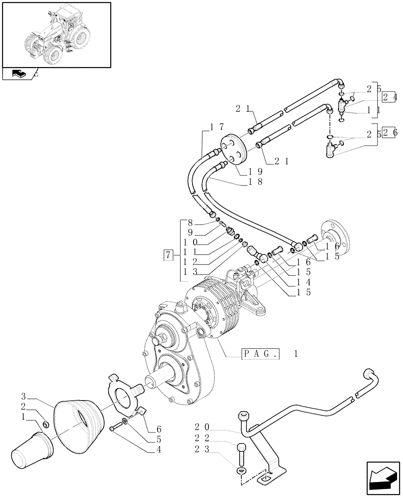 Схема запчастей Case IH PUMA 140 - (1.80.5/01[02]) - INTEGRATED FRONT HPL WITH PTO - GUARDS AND PIPES - C6519 (VAR.330847-331847-332847-333847-334847-335487) (07) - HYDRAULIC SYSTEM