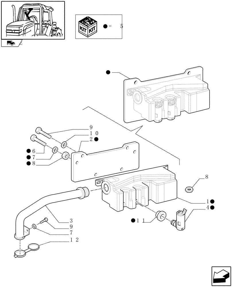 Схема запчастей Case IH PUMA 125 - (1.91.5[01]) - WINDSHIELD WIPER TANK (10) - OPERATORS PLATFORM/CAB