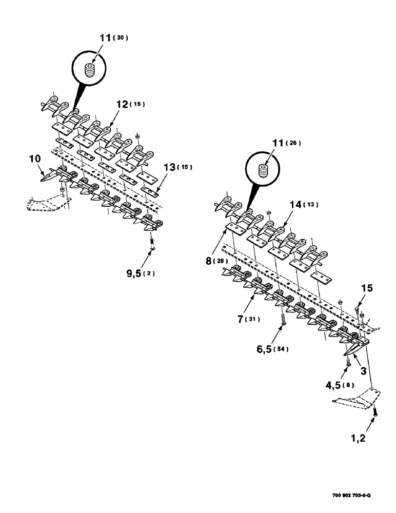 Схема запчастей Case IH 8840 - (3-28) - ADJUSTABLE STUB GUARD ASSEMBLY (16 FOOT) (58) - ATTACHMENTS/HEADERS