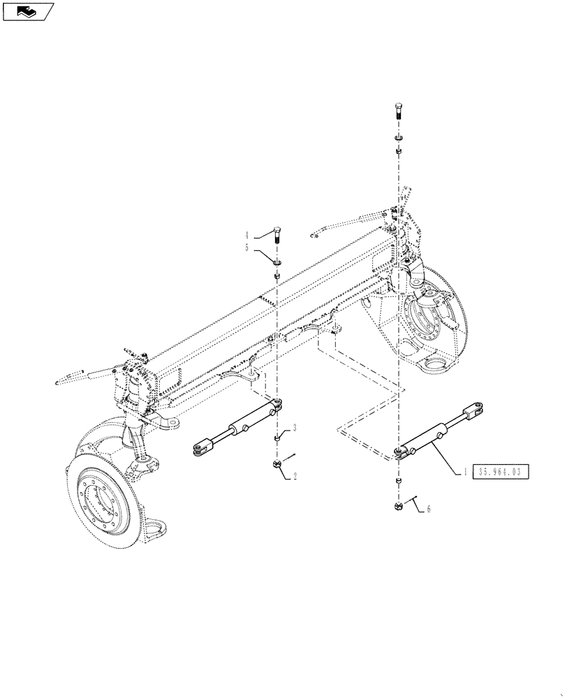 Схема запчастей Case IH 4430 - (35.964.02) - STEERING CYLINDER MOUNTING (35) - HYDRAULIC SYSTEMS