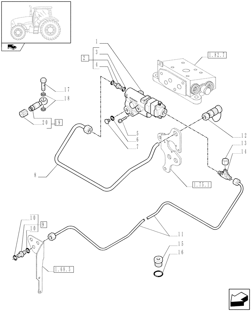 Схема запчастей Case IH PUMA 125 - (1.82.714[01]) - UNIVERSAL TRAILER BRAKE VALVE - VALVE AND PIPES - C5833 (VAR.330718) (07) - HYDRAULIC SYSTEM