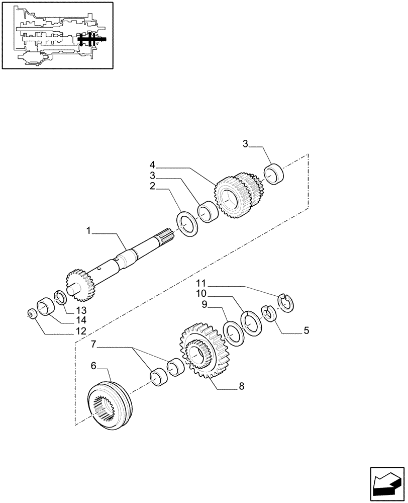 Схема запчастей Case IH MXU110 - (1.32.1/03[01]) - (VAR.129-140-147) 16X16 (SPS) GEARBOX - GEARBOX FORK AND ASSOCIATED PARTS (03) - TRANSMISSION