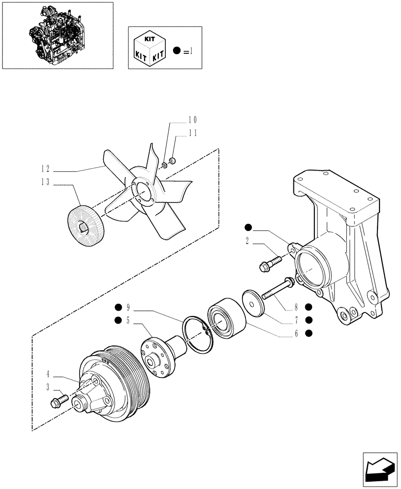 Схема запчастей Case IH MXU110 - (0.34.5) - FAN DRIVE (01) - ENGINE