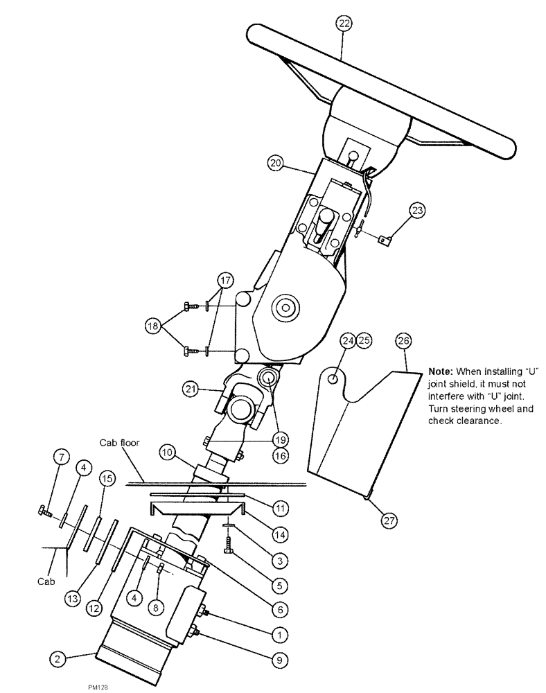 Схема запчастей Case IH SPX3200 - (01-011) - STEERING ASSEMBLY, {BN323221}, {BN69008} Cab Interior