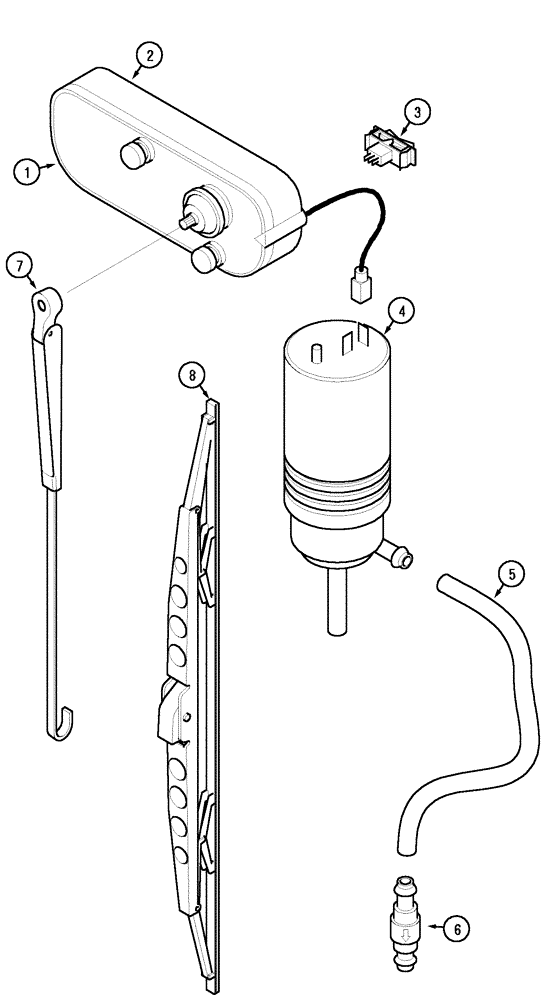 Схема запчастей Case IH MX170 - (04-27) - WINDSCREEN WIPER - REAR (55) - ELECTRICAL SYSTEMS