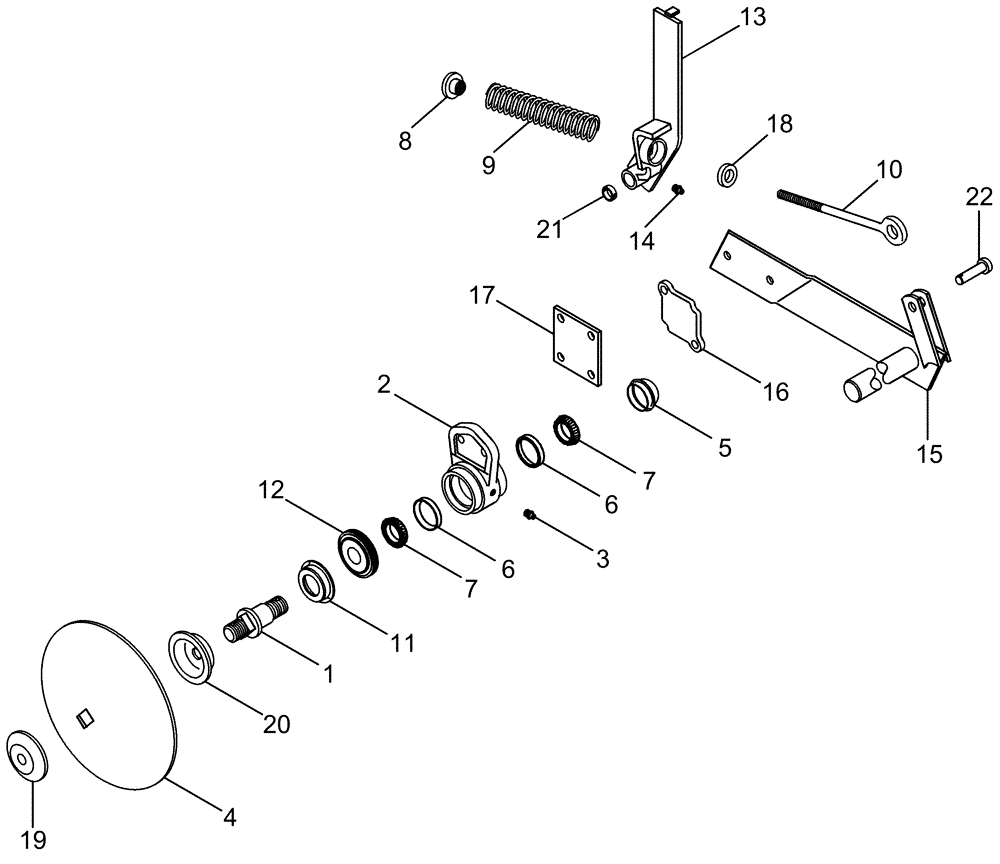 Схема запчастей Case IH 730 - (9-22) - ROLLING COLTER, HIGH LIFT SPRING CUSHION TYPE WITH BENT STANDARD 