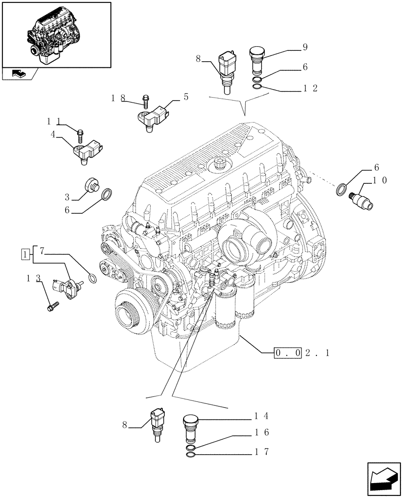 Схема запчастей Case IH F3AE0684N E907 - (0.17.1) - MOTOR SENSORS (504228090 - 504138693) 