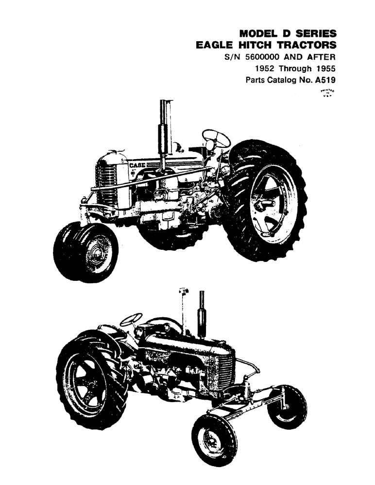 Схема запчастей Case IH D-SERIES - (001) - MODEL D SERIES EAGLE HITCH TRACTORS (00) - PICTORIAL INDEX