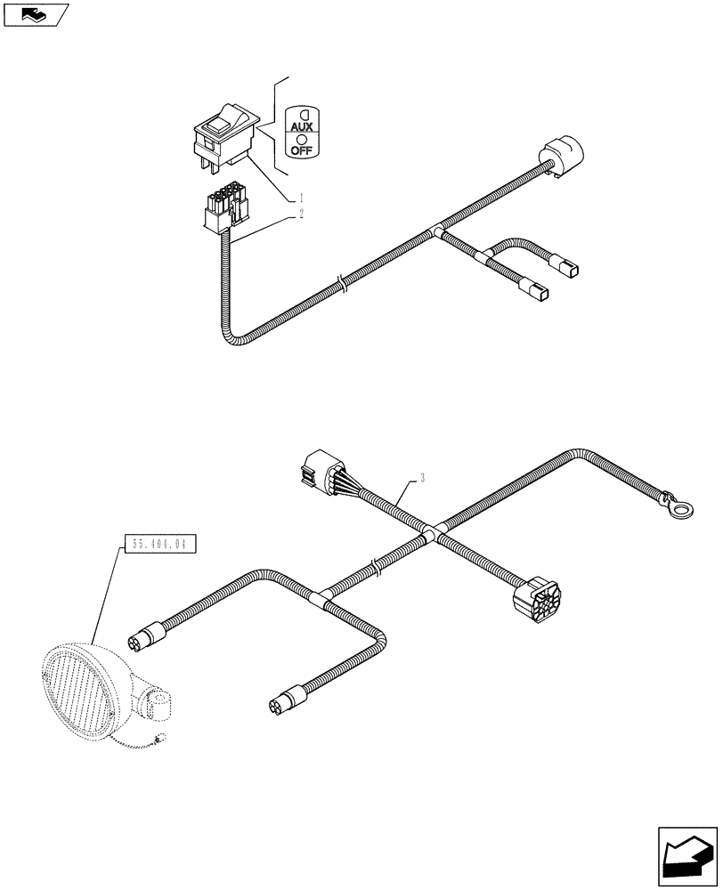 Схема запчастей Case IH PUMA 130 - (55.511.01) - VAR - 330661, 331661 - HARNESS & SWITCH - GRAB RAIL WORK LAMP (55) - ELECTRICAL SYSTEMS