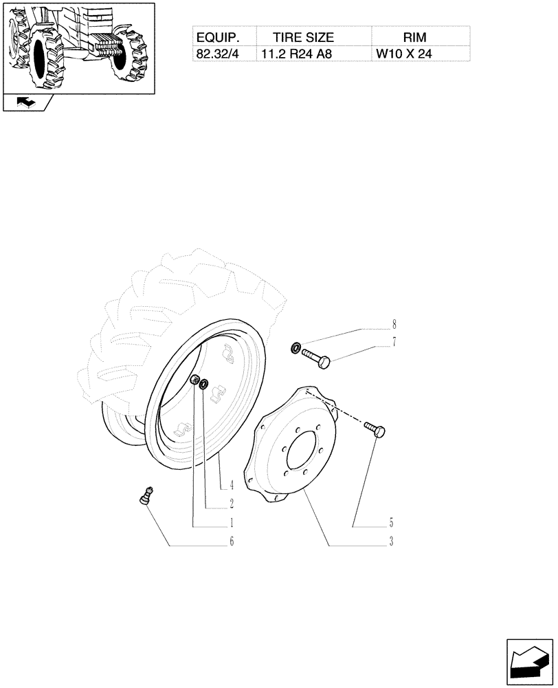 Схема запчастей Case IH FARMALL 60 - (82.00[05]) - DRIVING WHEELS - 4WD (11) - WHEELS/TRACKS