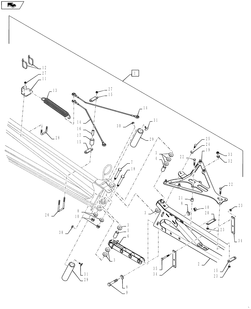 Схема запчастей Case IH 3330 - (39.100.07) - BOOM BREAKAWAY ASSEMBLY, 100’, SERIAL NUMBER Y7T021501 AND AFTER (39) - FRAMES AND BALLASTING