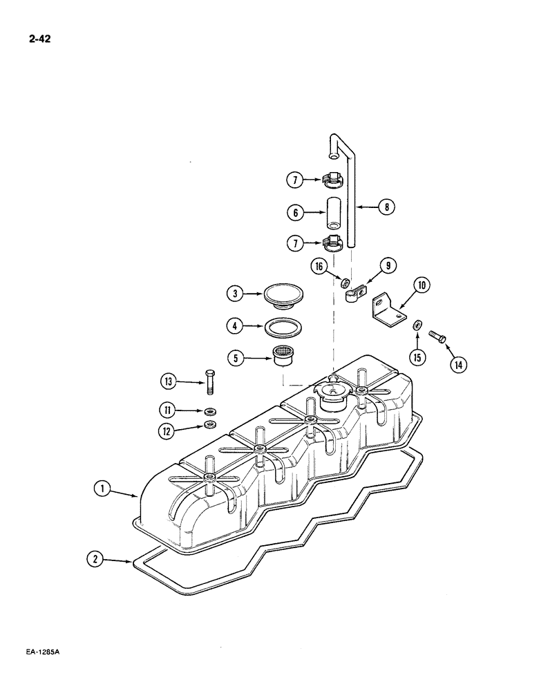 Схема запчастей Case IH 585 - (2-42) - VALVE HOUSING COVER, ENGINE (02) - ENGINE