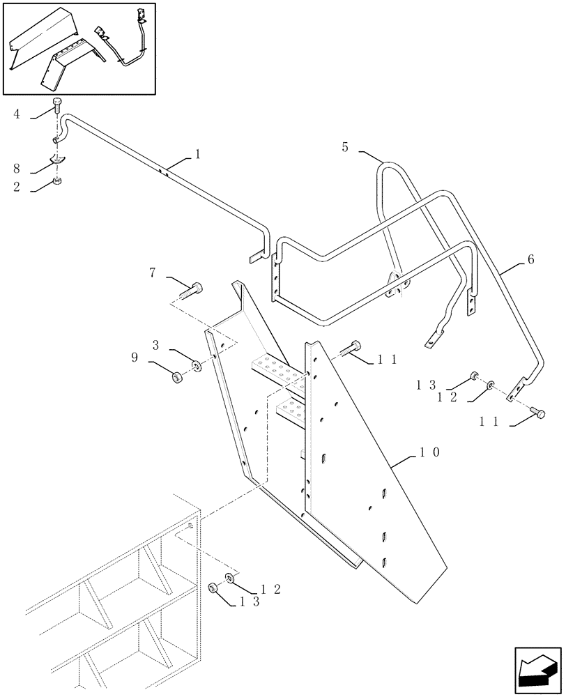 Схема запчастей Case IH LBX421S - (08.013[01]) - LADDER AND HAND-RAIL FOR MAINTENANCE (08) - SHEET METAL/DECALS